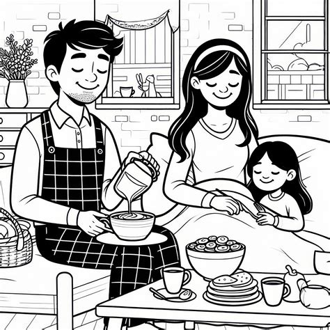 Ilustrație cu o mamă anime însărcinată care pregătește micul dejun pentru familie