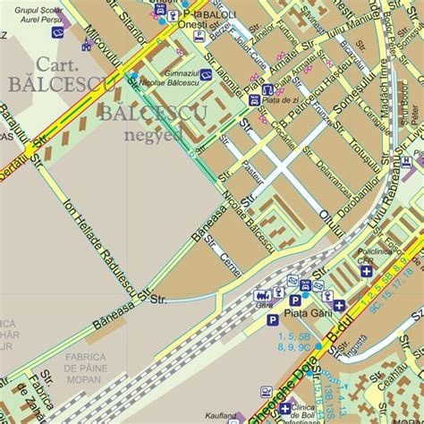 Hartă a municipiului Târgu Mureș cu amplasarea Spitalului Clinic Județean