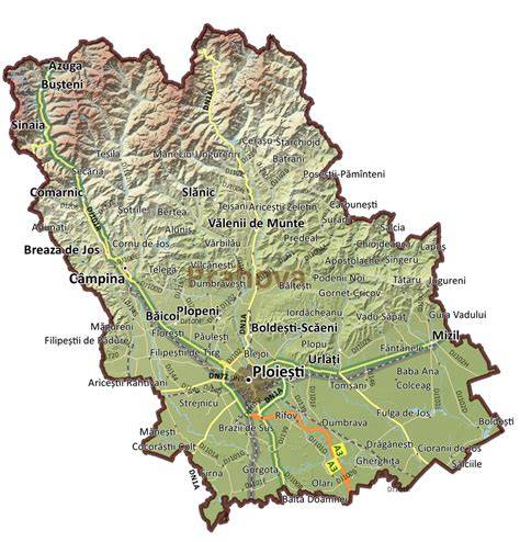 Hartă regională: Ploiești și județul Prahova
