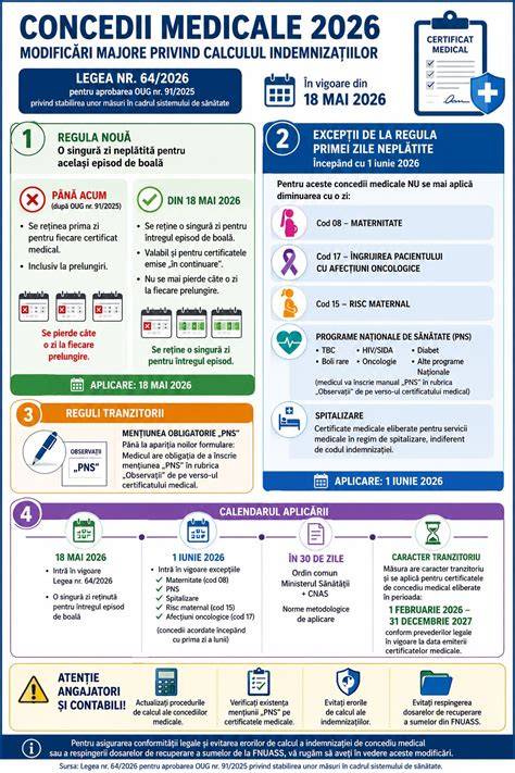 Infografic: Cronologia suspendării CIM în concediu medical (sarcină și lehuzie) și impactul asupra indemnizațiilor