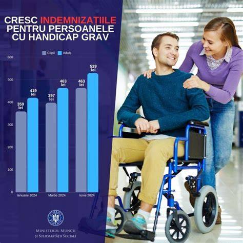 Diagramă: Structura prestațiilor lunare pentru adulți cu handicap grav