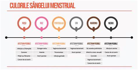 Infografice: Diferente sangerare implantare vs menstruatie (culoare, intensitate, durata)