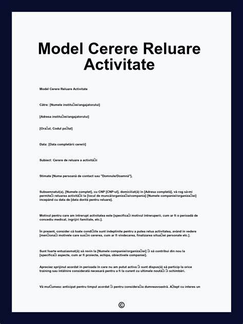 Formular cerere reluare activitate