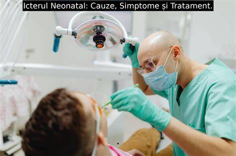 Infografic: mecanismul icterului neonatal, flux bilirubina, diagnostic și tratament