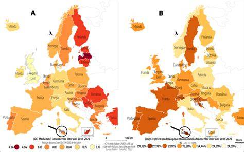Hartă: Proiecții regionale ale ratei fertilității în Europa