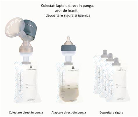 Infografic: procesul de colectare si depozitare a laptelui matern cu pompa Chicco Wellbeing