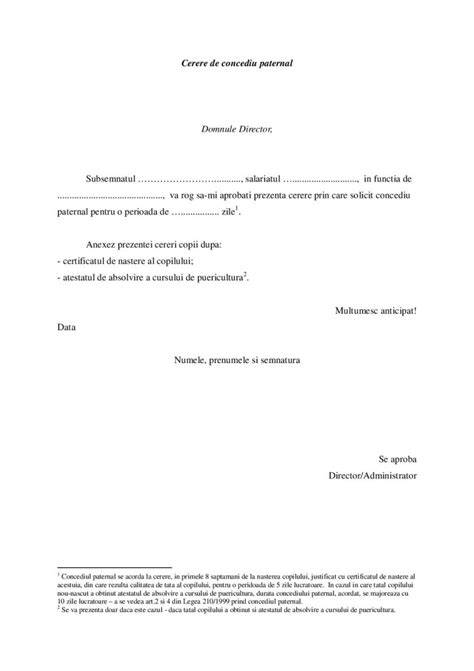 formular cerere concediu paternal