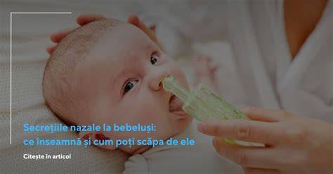 Diagramă: poziționarea capului și direcția fluxului în timpul irigării nazale la bebeluși