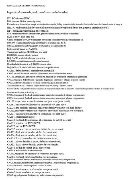 Diagrame: coduri de eroare uzuale legate de clapeta evacuare și pozitie actuator