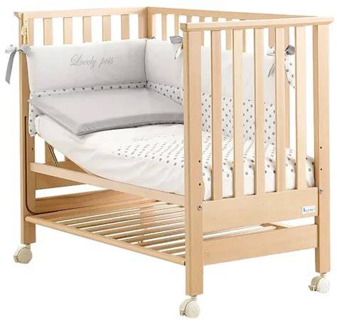 Imagine: patut bebelus lemn finisaj natural cu sertare si bara de protectie