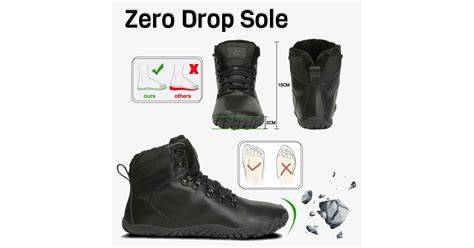 Diagramă a structurii pantofilor barefoot: talpă flexibilă, vârf lat, zero drop