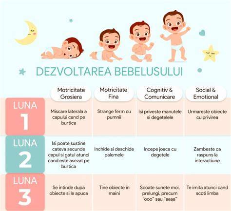 Infografic: etape dezvoltare bebeluș 0-12 luni
