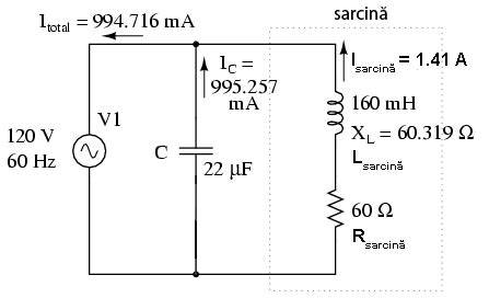 Schema de corecție a factorului de putere cu condensator paralel