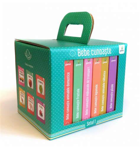 Infografic: Structura Setului Bebe cunoaste (6 volume, teme, pagini cartonate)