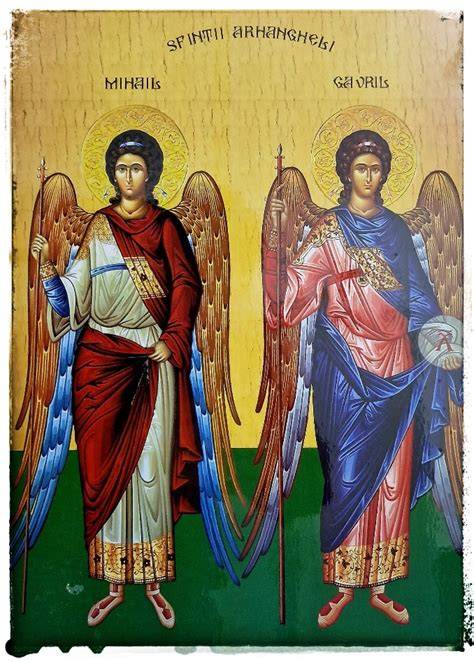 Imagine cu Arhangheli Mihail şi Gavriil, iconografie tradiţională