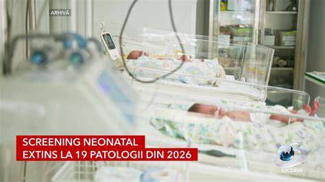 Infografic screening neonatal extins: milioane de shoturi de sânge, LC-MS/MS, 51 afecțiuni detectabile