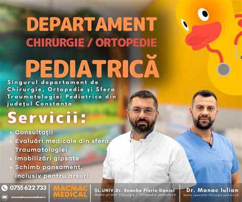 Infographic: Clasificare servicii chirurgie pediatrică și centre din Constanța