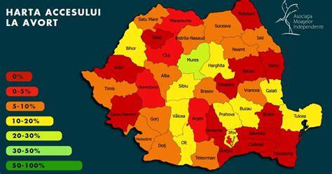 Diagrama: structura sistemului de avort în România (public vs privat) și procentele de acoperire