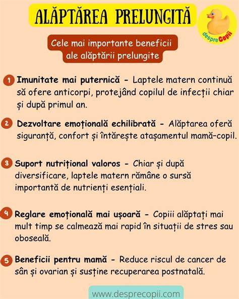 Diagrama: beneficii ale alăptării pentru copil și mamă