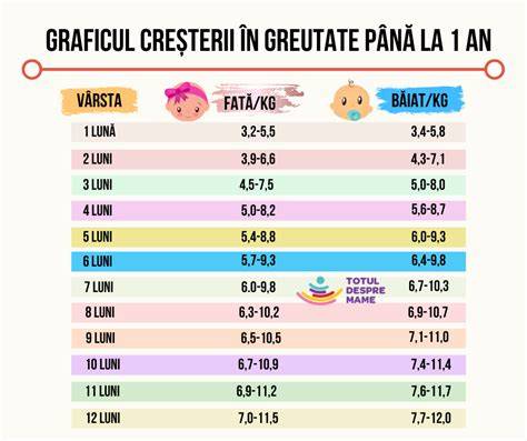 Infographic: Densitatea și etapele creșterii în greutate ale nou-născuților în primul an