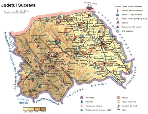 Harta zonei Suceava cu indicatoare ale clinicilor menționate