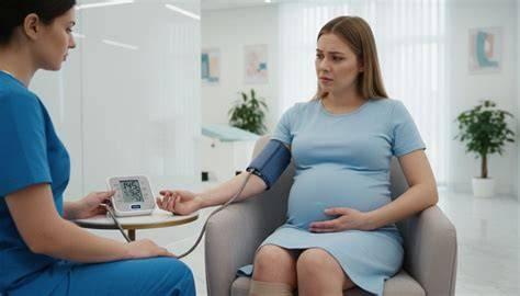 Infografic: Trei forme ale hipertensiunii în sarcină (gestatională, preeclampsie, cronică) cu diagrame ale criteriilor TA și proteinuriei