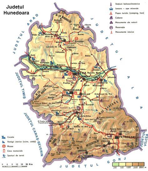 Imagine: harta Hunedoara cu localitatile menționate (Hunedoara, Deva, Petroșani, Brad, Hațeg)