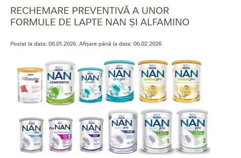 Structură tipică a formulelor de lapte praf pentru sugari