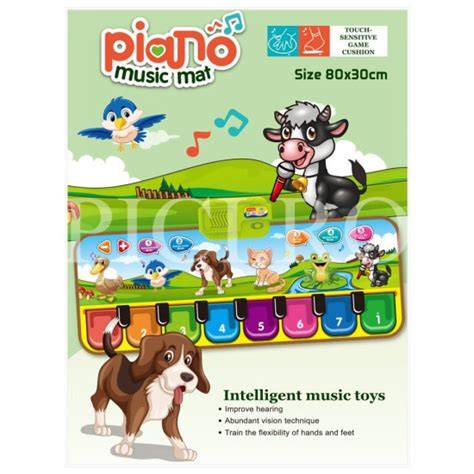 Covor muzical cu animale 80x30 cm - exemplu de dimensiune și aranjament