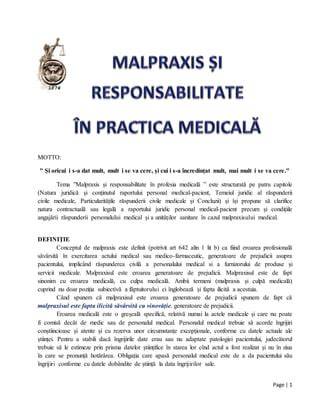 Diagramа: clasificare responsabilitate medicala in malpraxis