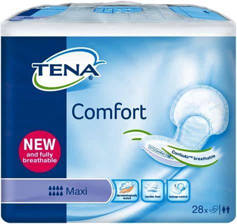 Imagine infografic: Componentele scutecelor TENA Slip cu ConfioAir (respirabilitate, nucleu rapid, fixare, indicator umezeală)