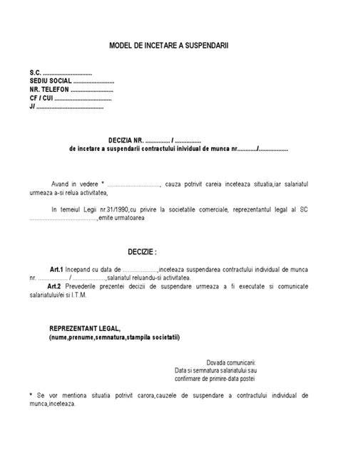 Șablon decizie suspendare CIM pentru creștere copil (diagramă generică)