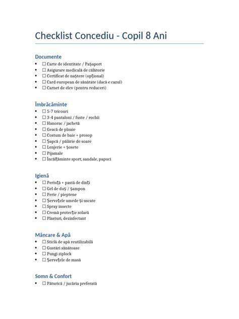 Checklist documente concediu creștere copil