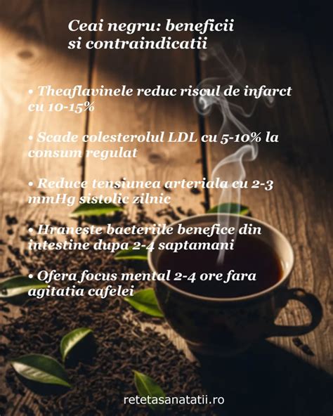 Infografic - Componentele ceaiului negru, diferențe față de ceaiul verde, efecte asupra sănătății