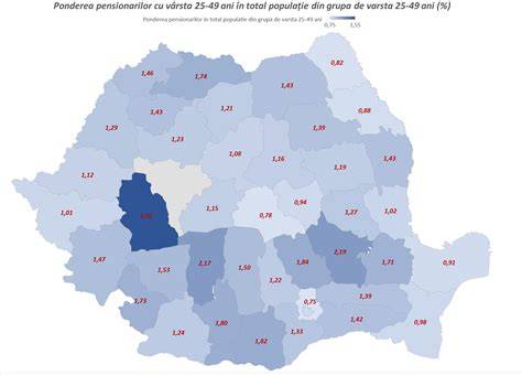 Hartă: distribuția vârstei la maternitate în România