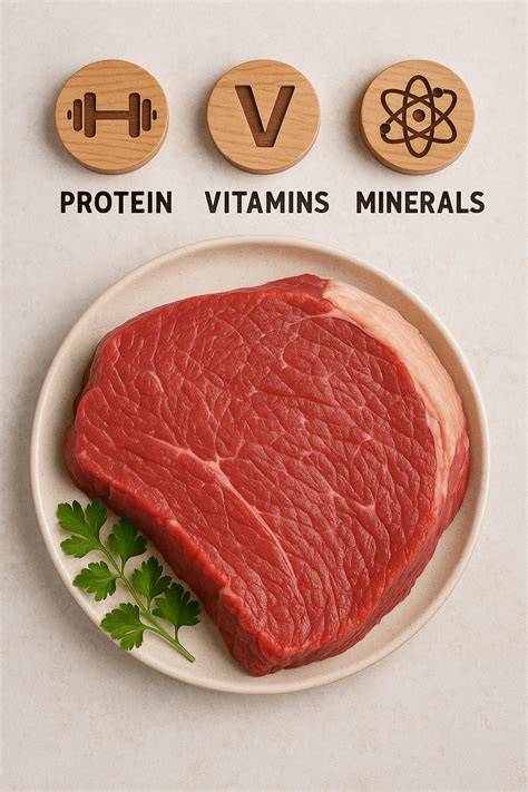 Grafic: Compoziția Nutrițională a cărnii de vită (fier, proteine, vitamina B12)
