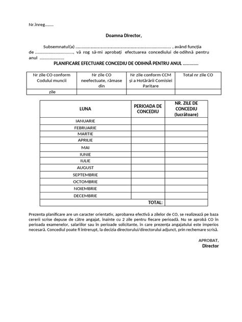 Cuprins pentru planificare concediu maternitate