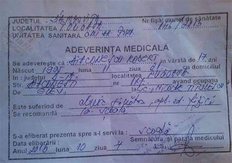 Exemplu de conținut pentru adeverința medicală „fit to fly”