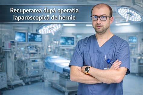 Diagramă de abordare laparoscopică pentru hernie ombilicală (protectie, plasare, fixare)