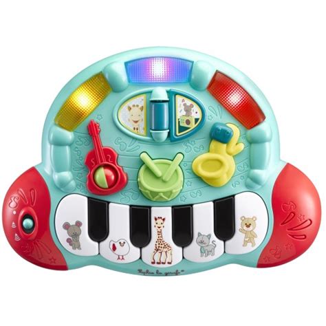 Exemplu de pian muzical pentru bebeluși cu diverse butoane și lumini