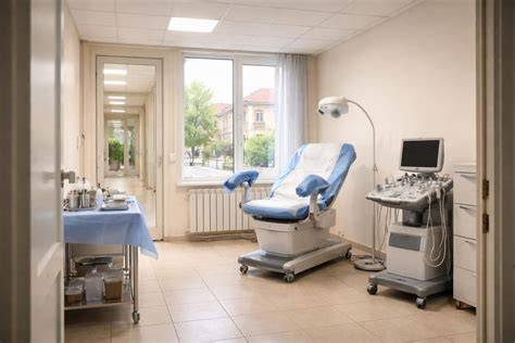 Imagine a cabinetului de ginecologie în Craiova, cu zonă de așteptare și consultatii.