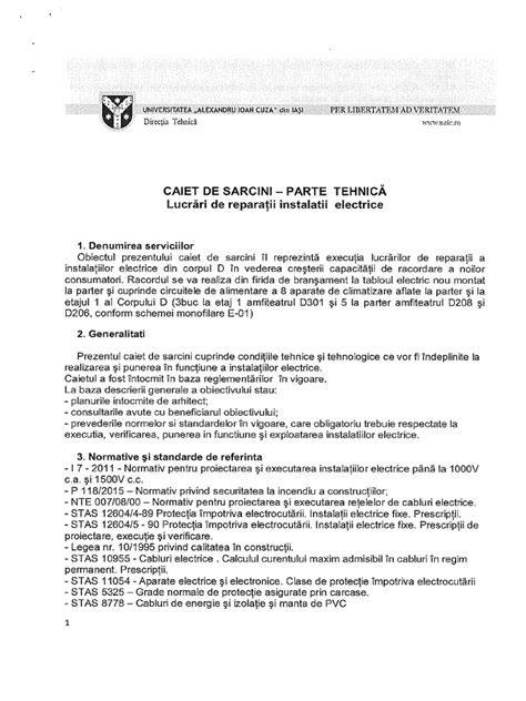 Infografic: structură caiet de sarcini pentru instalaţii electrice