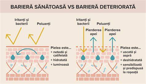 Infografic despre mecanismele general ale ihtiozei: bariera cutanată, regenerarea pielii, solzi