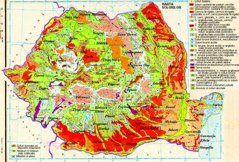 harta solurilor Romaniei - tipuri si distributie