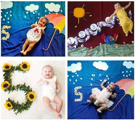 Scenă de studio cu bebeluși într-o scenografie de pictură, cifre decorative