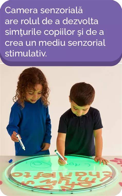 Infografic: Principiile jucăriilor senzoriale - stimulare vizuală, tactilă, auditivă, olfactivă și gustativă