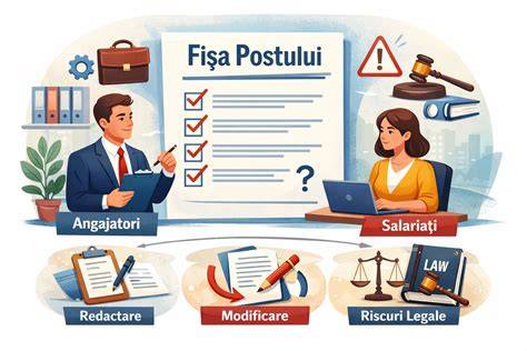 Diagramă: ciclul fișei postului - redactare, aprobare, implementare, revizie, arhivare