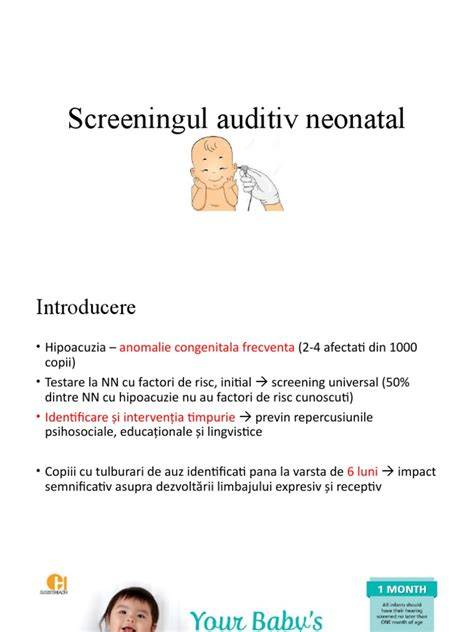 Diagrame despre screeningul auditiv, hemoleucogramă și displazia de șold