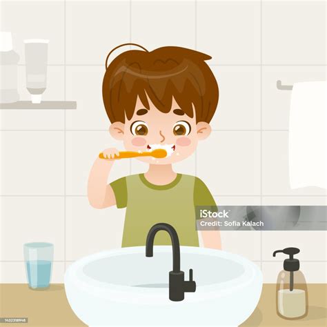 Copil care se spală pe dinți cu o periuță electrică