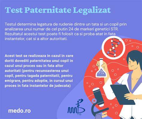 Infografic: fluxul procesual al testului de paternitate (preturi, probe, timpi)